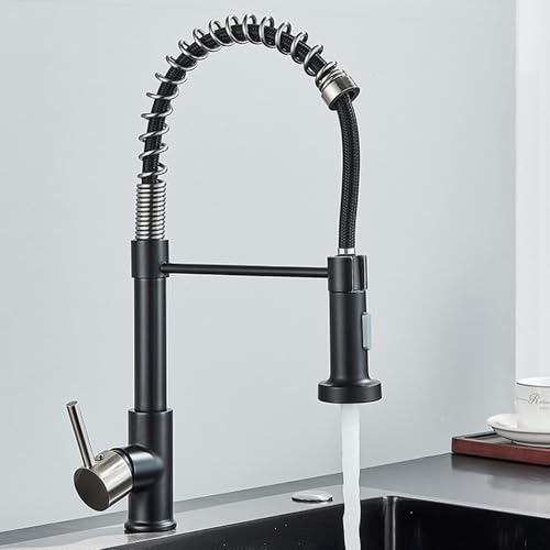Robinet de cuisine or brossé mitigeur thermostatique luxe en nickel noir