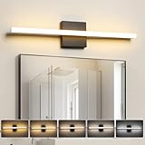 ODEER 24 inch LED Bathroom Vanity Light, 21W 5CCT Dimmable LED Modern Bathroom Over Mirror Light Fixture, Matte Black LED Vanity Light Bar, LED Wall Sconce Lighting for Makeup Mirror Bathroom Bedroom
