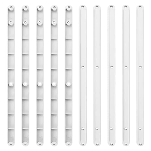 Carriles para Cajones, 5 Pares/10 Unidades de Plástico Rieles de Cajones, Guías Deslizantes de Cajón, 298mm Carriles de Cajón Blancos, Carriles Deslizantes para Cajones de 17mm