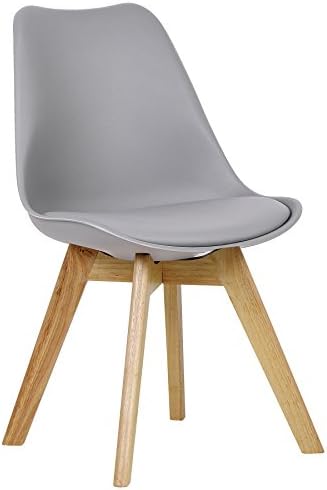 WOLTU 2 X Dining Chair Kitchen Chair Faux Leather and Solid Wood for Living Room/Home/Office, Lounge Chair Modern, Accent Chair with Backrest BH29gr-2