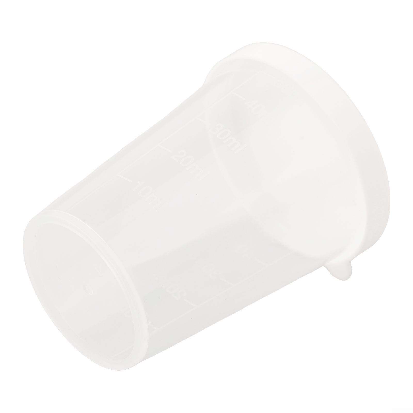 Lot de 10 tasses à mesurer transparentes de 50 ml avec couvercles blancs, récipients gradués en plastique pour ingrédients liquides et secs, parfaits pour la cuisine, le mélange, l'échantillonnage et