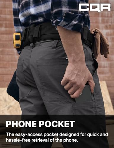 Image of CQR Men's Quick Dry Work Pants, Water Resistant Outdoor Tactical Pants, Lightweight Stretch Cargo Hiking Pants