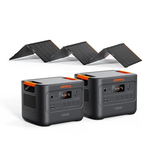 Image of Jackery HomePower 3000 Portable Power Station(2-Pack) with 500X Solar Panels, 3600W (Surge 7200W) Output, 3072Wh LFP Solar Generator, Essential Backup for Home Use, Power Outage, Emergencies