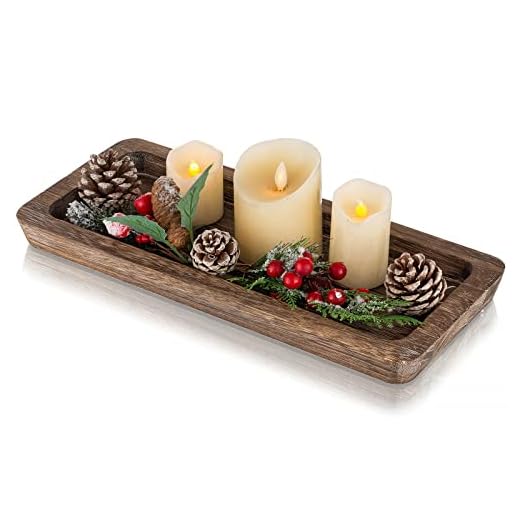 33+ Cozy Fall Bedroom Decor Ideas to Transform Your Space 5 Romadedi Wooden Decorative Tray Candle Holder - Wood Long Narrow Tray Home Decor Small Rustic Centerpieces Trays for Coffee Table Dining Room Kitchen