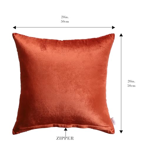 Image of Home - The Best is for You Luxurious Rust Velvet Lumber Cushion Covers- Pack of 2, 20x20 Inch