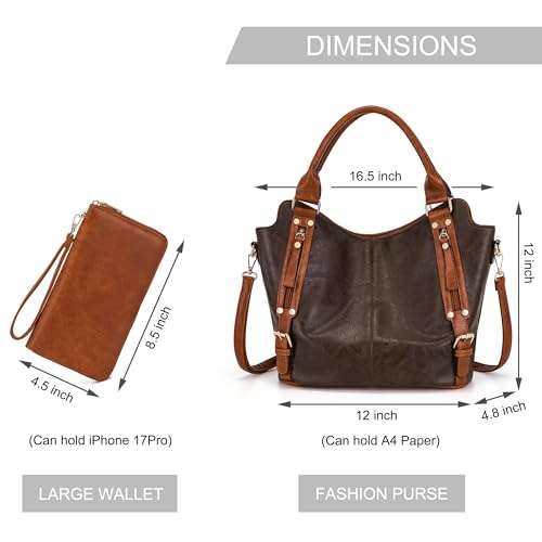 Image of Crossbody Bags for Women Large Hobo Purse Shoulder Handbag Wallet Set 2PCS | Soft PU Leather,Total 9 Pockets,Large Capacity,with a Spacious Functional Wallet,Detachable Shoulder Strap,Stylish Design