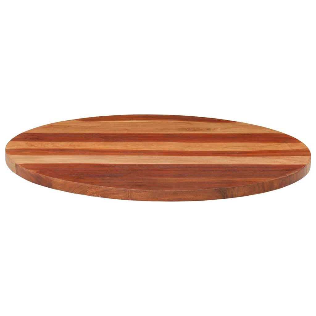 Piano per Tavolo Rotondo in Legno Massello di Acacia 70 cm | Ideale per personalizzare tavoli in soggiorno o bar. Ripiano rustico con venature uniche e spessore di 25-27 mm.