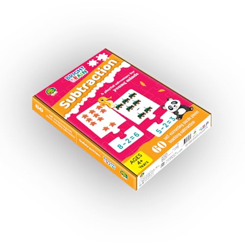Image of Bright Brain Subtraction Puzzle for Kids - 60 Self-Correcting Pieces | Math Learning Game for Preschoolers | Educational Toy for Early Math Skills | Ages 4+ by Majestic Book Club