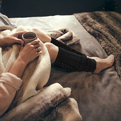 Image of SATINIOR Syhood 4 Pairs Cable Knit Leg Warmers Women Winter Knitted Crochet Knee Boot Stockings Cuffs Long Legging Socks