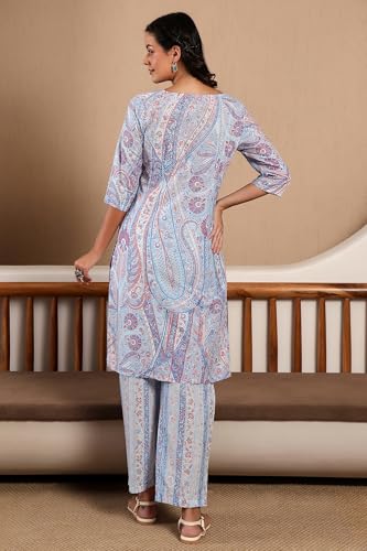 Image of W for Woman Paisley Knee Length Cotton Woven Women's Kurta Pant Set