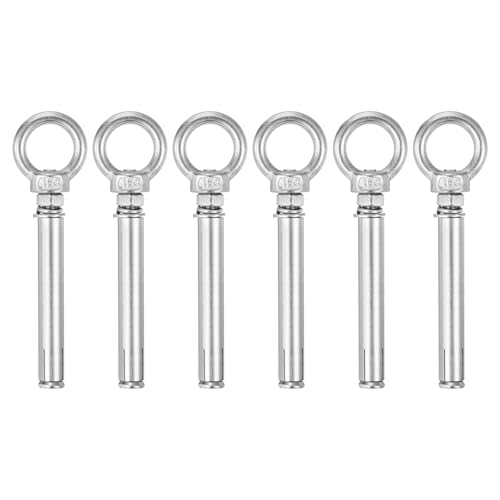 Image of uxcell Ring Lifting Expansion Eyebolt, 6pcs M6x80mm 304 Stainless Steel Expansion Screw with Eye Ring for Concrete Brick Wall