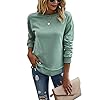KIRUNDO-2021-Womens-Solid-Color-Sporty-Sweatshirt-Casual-Loose-Crew-Neck-Long-Sleeves-Pullover-Ribbed-Cuffs-Hem-Tops KIRUNDO 2023 Fall Winter Women's Tie Dye Sporty Sweatshirt Crew Neck Long Sleeves Pullover Ribbed Cuffs Hems Sweaters Outwear (Large, Split-Light Green)