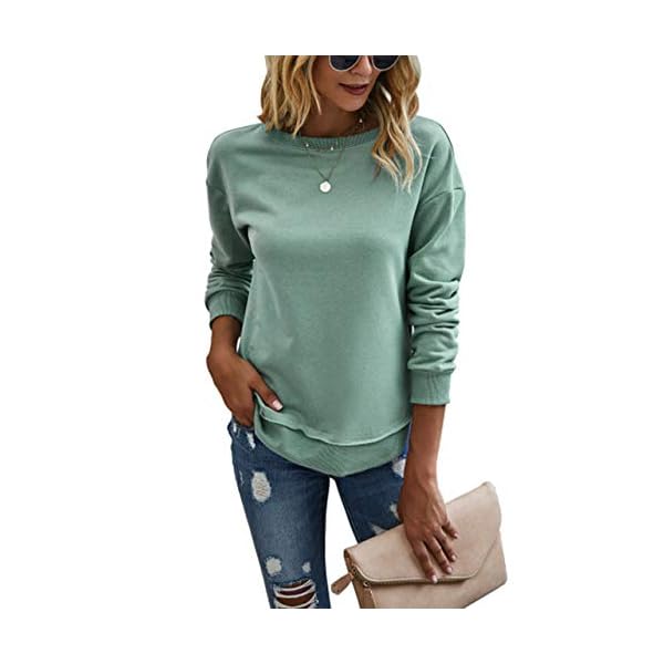 KIRUNDO-2021-Womens-Solid-Color-Sporty-Sweatshirt-Casual-Loose-Crew-Neck-Long-Sleeves-Pullover-Ribbed-Cuffs-Hem-Tops KIRUNDO 2023 Fall Winter Women's Tie Dye Sporty Sweatshirt Crew Neck Long Sleeves Pullover Ribbed Cuffs Hems Sweaters Outwear (Large, Split-Light Green)