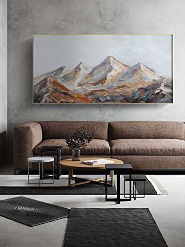 Peinture à l'huile sur toile paysage montagne neige 3D texture abstraite moderne grand format