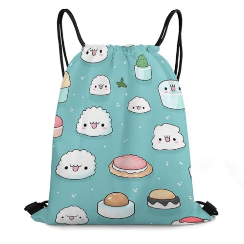 Cute Sushi Drawstring Backpack Durable Sport Gym Bags Daypack for Men Women 35 * 42cm