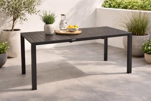 DEGAMO Gartentisch Ausziehtisch Lagos 120/162x70cm, Aluminium anthrazit, Outdoor wetterfest