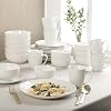 Gibson Home Ogalla 30 Piece Plates, Bowls, Mugs Dinnerware Set - Service for 6 - White Porcelain W/Gold Band