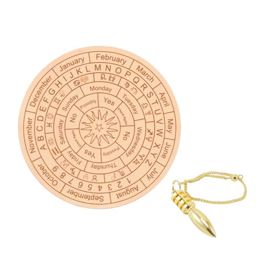 Image of Dowsing Board with Brass Pendulum | 6 Inch | Light Brown Board | Metaphysical Message Board | Acrylic Divination Board | Spirit Board | Witch Board | Pendulum Assorted