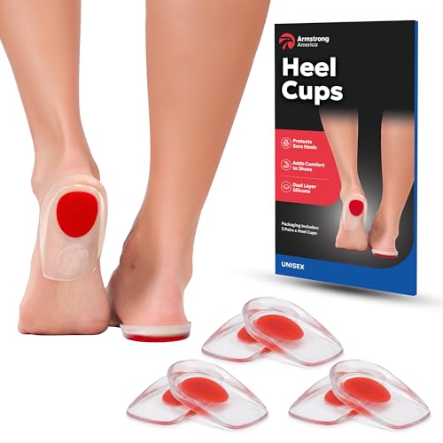 Gel Heel Pads for Shoes | Plantar Fasciitis Heel Cups for Pain Relief | Silicone Cushions for Bone...