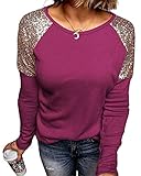 Nsirloi Women Casual Long Sleeve Crewneck Sequin T-Shirts Tops Sequin Stitching Round Neck...
