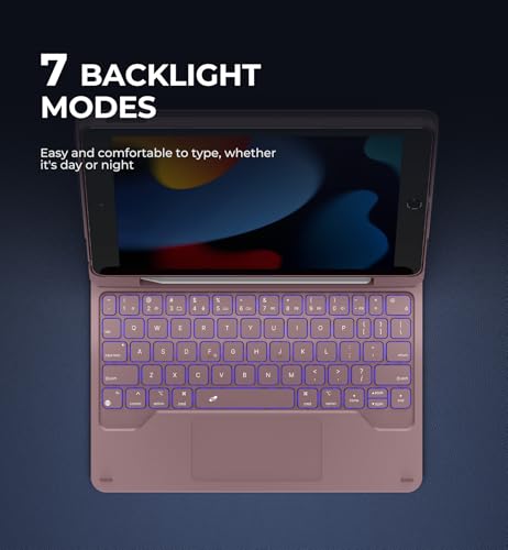 Image of Dexnor for iPad 9th Generation Case with Keyboard Floating Cantilever Magnetic Stand Multi-Touch Trackpad Backlit Pencil Holder Magic Style Keyboard for iPad 9th /8th /7th Generation 10.2 inch, Peony Pink