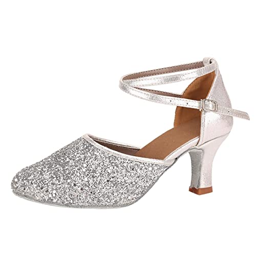 Damen Pumps elegant und bequem Silber, Tanzschuhe Damen Bequem...