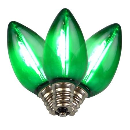 Condition photo showing New/Like New for holiday bright lights led c7 green 25 ct replacement christmas light bulbs