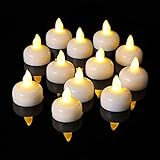 24 Pack Waterproof LED Floating Tealights, Flameless Flickering Tea Light Candles, Battery Operated Floating Candles for Wedding Centerpiece, Pool & SPA, Warm White Lights