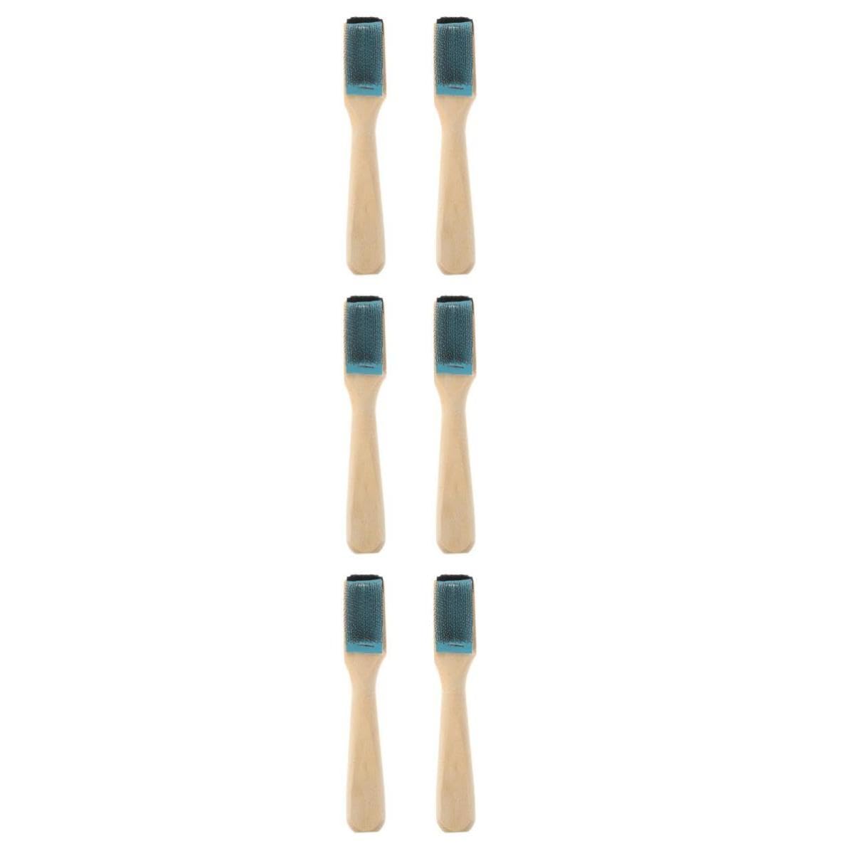 6 Piezas Cepillo para Calzado Deportivo de Madera y Acero | Cerdas Metálicas, Cabeza Curva y Funda Incluida, Limpieza Precisa de Suela, Uso Doméstico y Exterior