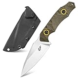 Eafengrow EF136 Fixed Blade Knife 154CM Steel Blade Micarta Handle Full Tang EDC Tool Compact Straight Knife for Working Camping Survival Adventure(Green)