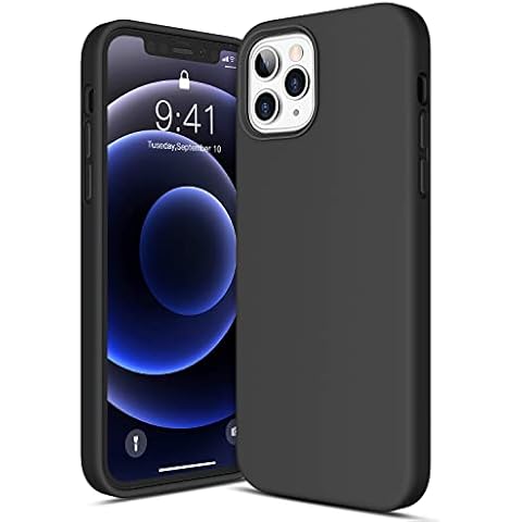 CANSHN Compatible with iPhone 12 Pro Max Case 6.7'' 2020, Liquid Silicone Soft Gel Rubber Full Body Protection Shockproof Phone Case Cover - Black Cover