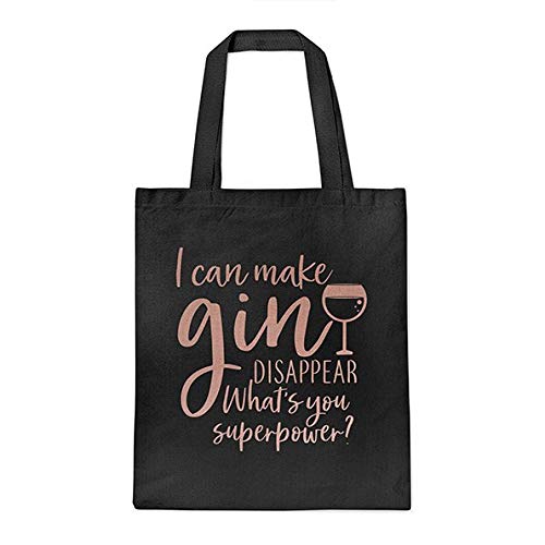 Womens I Can Make Gin Disappear Tote Bag - Gin Shopping Gifts for Her - Funny Slogan Gift Quote Gin, One Size, Black