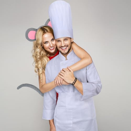 Croloose 6 Pcs Halloween Mouse Costume Accessory Ear Headband Tail and Chef Costume Set Hat Apron for Men Women Adult(L) by Croloose - Image 4