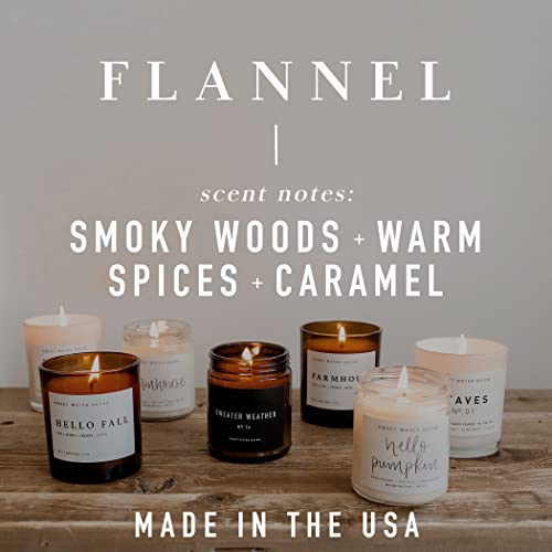 Sweet Water Decor Flannel Soy Candle |Vanilla Bean, Almond, Caramel, Coriander, Ginger, And Apple Cider Fall Scented Candles For Home | 12Oz Black Stoneware Jar, 60+ Hour Burn Time, Made In The Usa #TOP3