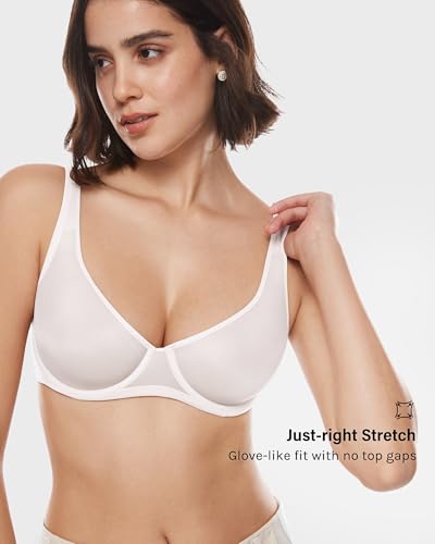 Image of INLYRIC Women's Mesh Balconette Bra Unlined | Ultra-soft, Unlined, Underwire, Light Support, No Padding, Semi-sheer, Demi, Seamless Look, Sexy, Supportive Comfortable