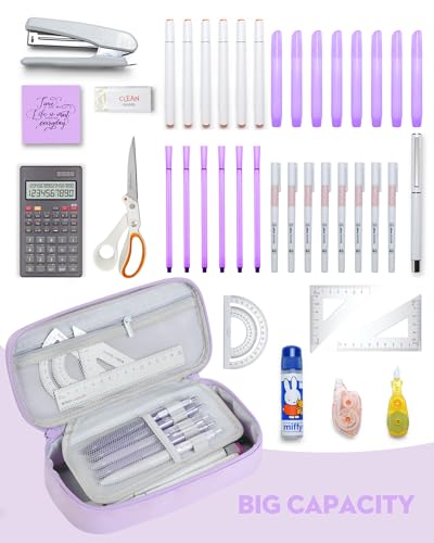 Image of YOKUMA Pencil Case,Large Capacity Pencil Pouch,Aesthetic Zipper Pencil Box, Back to School Supplies for College Student Teen Adults,Travel Essentials,Electronic Cable Organize, Lilac, Pencil Case