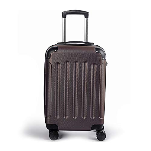 Preisvergleich Produktbild Theo&Cleo Reisekoffer Handgepäck Trolley 4 Rollen Gepäck Set Hartschale Rollkoffer Hauptstadtkoffer Travelite Koffer Klein (Braun, M)