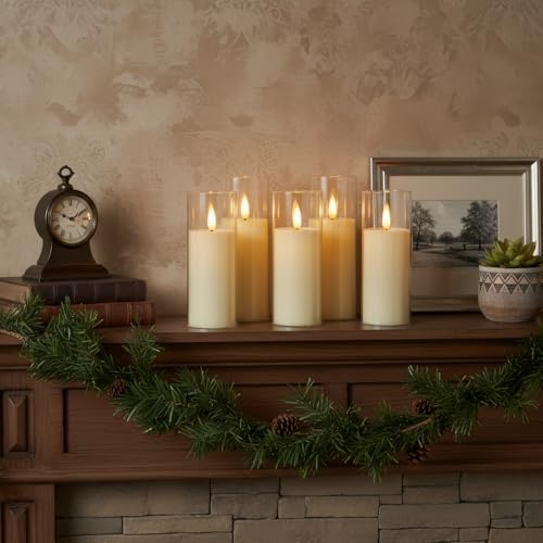 Image of Homemory Ivory Acrylic Flameless LED Candles, Battery Operated with Remote Control and Timer, Electric Fake Candles for Wedding, Home Decor, Set of 9