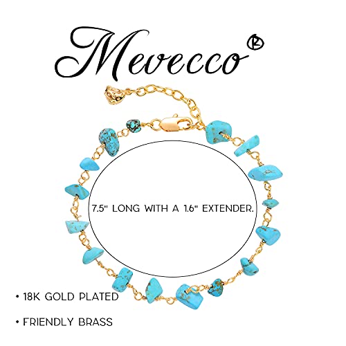 Mevecco Gold Irregular Turquoise Bracelets,18K Gold Plated Boho Beach Bracelets Handmade Cute Dainty Bracelet For Women #TOP6