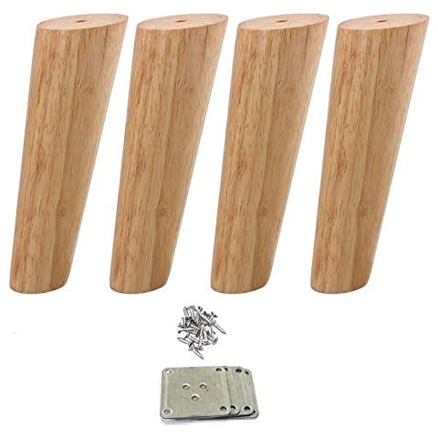 Mysummer 4PCS Wooden Furniture Legs Furniture Feet Tapered Sofa Legs Solid Wood Furniture Legs 7inch Replacement for Sofa, Couch, Bed, Coffee Table Cover
