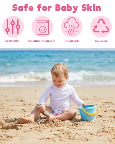 Image of ALVABABY Swim Diapers 2pcs Reusable Baby Girl Swim Diaper 0-8 Months Adjustable Snap Washable Infant Toddler Swimming Diaper for Pool Beach & Swim Lessons-Waterproof PUL Leak-Proof UPF 30+ Small Size