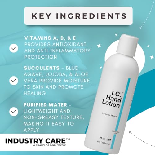 Image of I.C. Lotion Lightly Fragranced Greaseless and Hypoallergenic Contains No Silicone, Lanolin, Glycerin or Mineral Oil. Antistatic, Glove Safe. NSF E4. 8oz ESD Bottle (ICL-8-ESD)