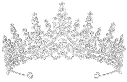 Queenship Tiara Crown for Women, Queen Tiara for Birthday Prom Bridal Party Custome Silver