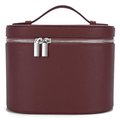 HiTotes Trousse de maquillage de voyage - Sac de toilette de voyage pour femmes - Trousse de maquillage de voyage - Sac cosmétique - Trousse de maquillage avec séparateur amovible, Rouge, 20 cm
