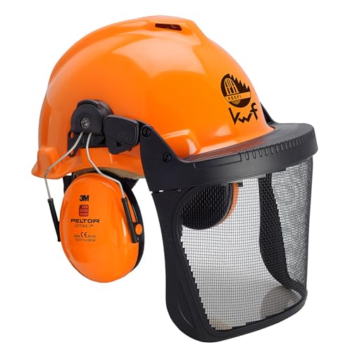 Casco de protección contra astillas y ruido con visera de red y orejeras H31