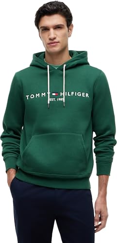 Tommy Hilfiger Herren Hoodie Tommy Logo mit Kapuze, Grün (Street Green), L – Ansicht 1