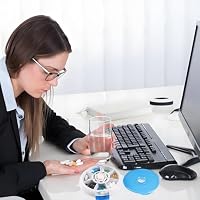 Kafeiya Pillendose,7 Tage Rund Pillendose,Tragbare Pillendose,für Vitamin- und Medikamente Aufbewahrung,Blau-Französische Version – Ansicht 5