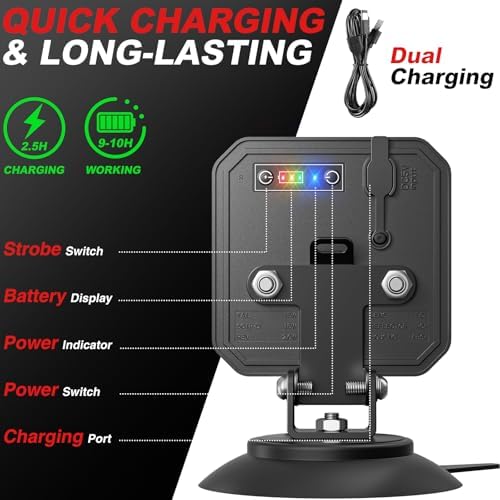 Wireless Trailer Lights Magnetic, 110° Rotatable Wireless Trailer Lights Kit, Portable LED Trailer Light for Towing Trucks Boat RV Camper, IP67 Waterproof, Sufficient Brightness - 2