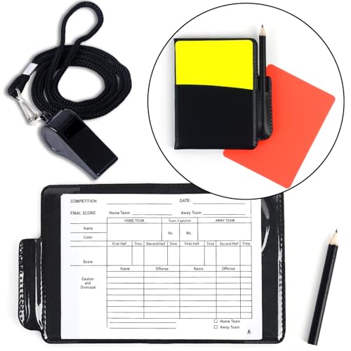 Soccer Referee Kit - Brightly Colored Red and Yellow Soccer Referee Cards and Whistle Made of Thick Premium Plastic with Cord, Loud and Clear Whistle Great for Coaches, Refereers, Lifeguards, Party - Thumbnail 5