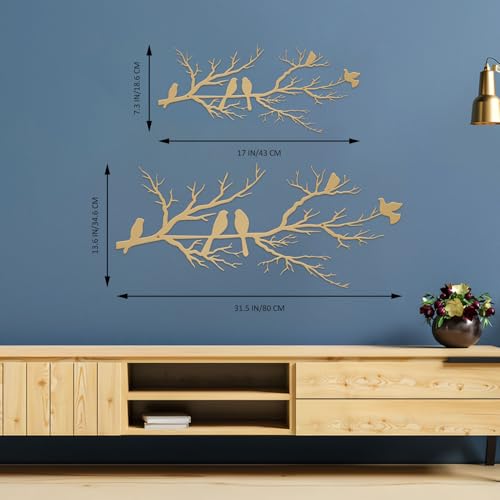 ESTART Metal Birds Wall Art, Metal Vivid Birds on Branch Silhouette Wall Decor Gold Leaves with Bird Outdoor Hanging Wall Sculpture for Home Living room Bedroom Balcony Garden (Gold, Small) - Image 4
